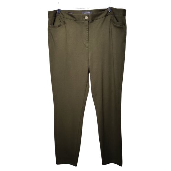 Talbots Women's Sz 16 Olive Green Skinny Ankle Crop Pants Stretch Knit - Picture 1 of 6